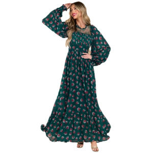 AURA X Red Door All You Need Is Love Dark Emerald Floral Print Maxi Dress‎ sz sm